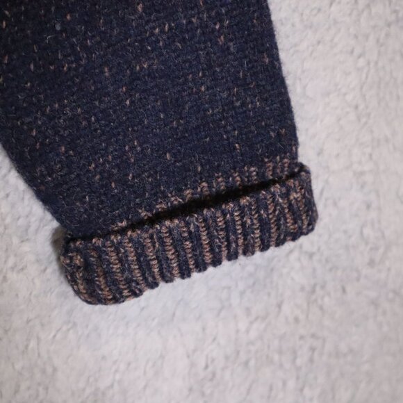 VTG Gap Open Front Lambs Wool Cardigan Sweater Navy & Brown Women's L - Picture 10 of 13